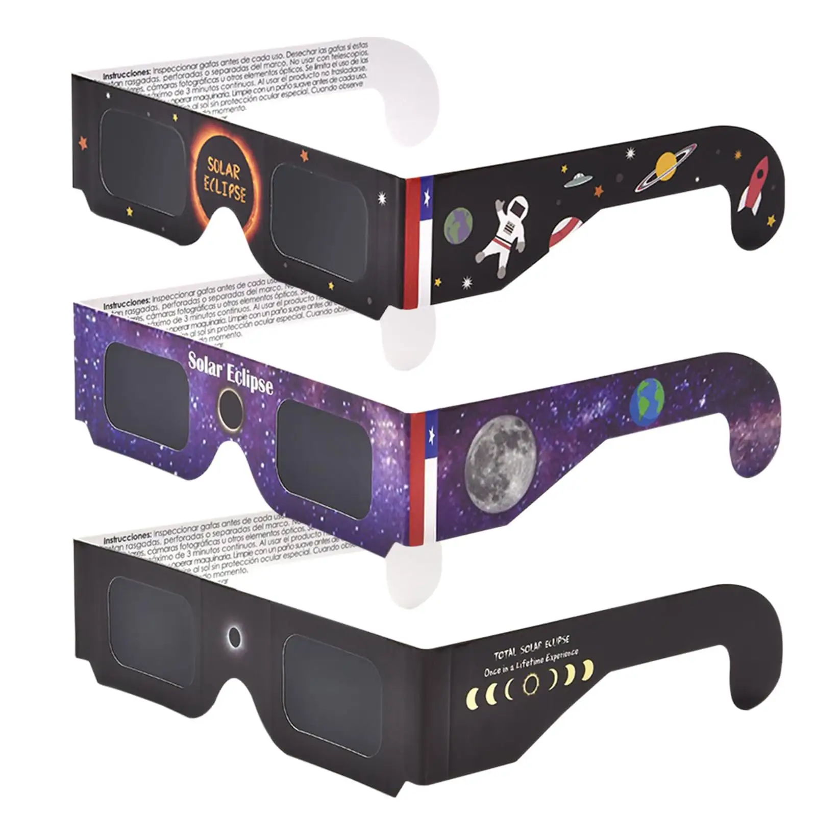 En stock ISO Aprobado 2024 Gafas de eclipse solar de cartón seguras para la visión directa del sol