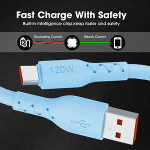 120W 6A USB-C cavo di ricarica rapida robusto in Silicone di spessore tipo C cavo di ricarica per Android Samsung Xiaomi Huawei linea dati - Product Image 4