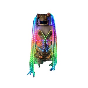 LED parlayan takım elbise; Renk değiştiren elbise; Uzun örgüler; Makyaj aşaması; DS performans kıyafeti. - Product Image 1