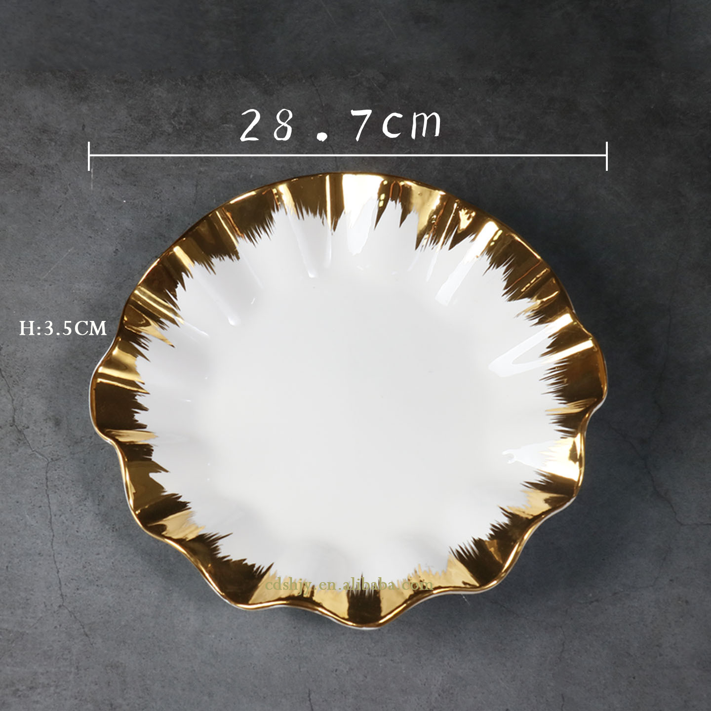 Gold-plated edge 12inch lotus leaf plate