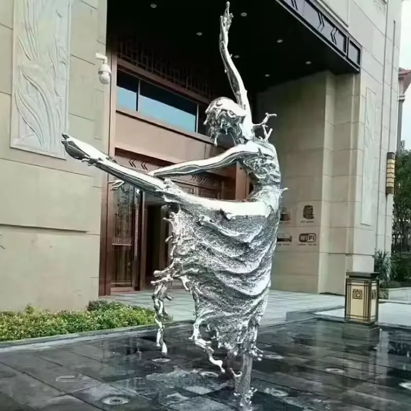 Piazza della città decorata con metallo moderno vittoria della signora scultura lucidata in acciaio inox Ballerina statua decorazione esterna