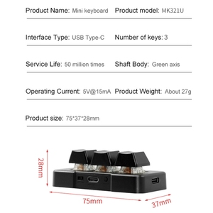 China Manufacture MK321 3 <strong>Keys</strong> Custom <strong>Keys</strong> Game Office Clip Macro Programming Keypad - Product Image 6