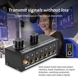 Professional Signal Selection Switch 6 <strong>Inputs</strong> 1 Output 6.35mm 3.5mm Interface Audio Selector Box Audio Sound Equipment