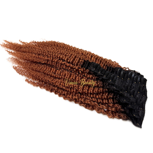 Ombre renk tipi 3 4 4A Afro Kinky derin kıvırcık klip ham ham bakire kahverengi kök 1B #33 Coily kıvırmak ClipIn insan saçı postiş - Product Image 2