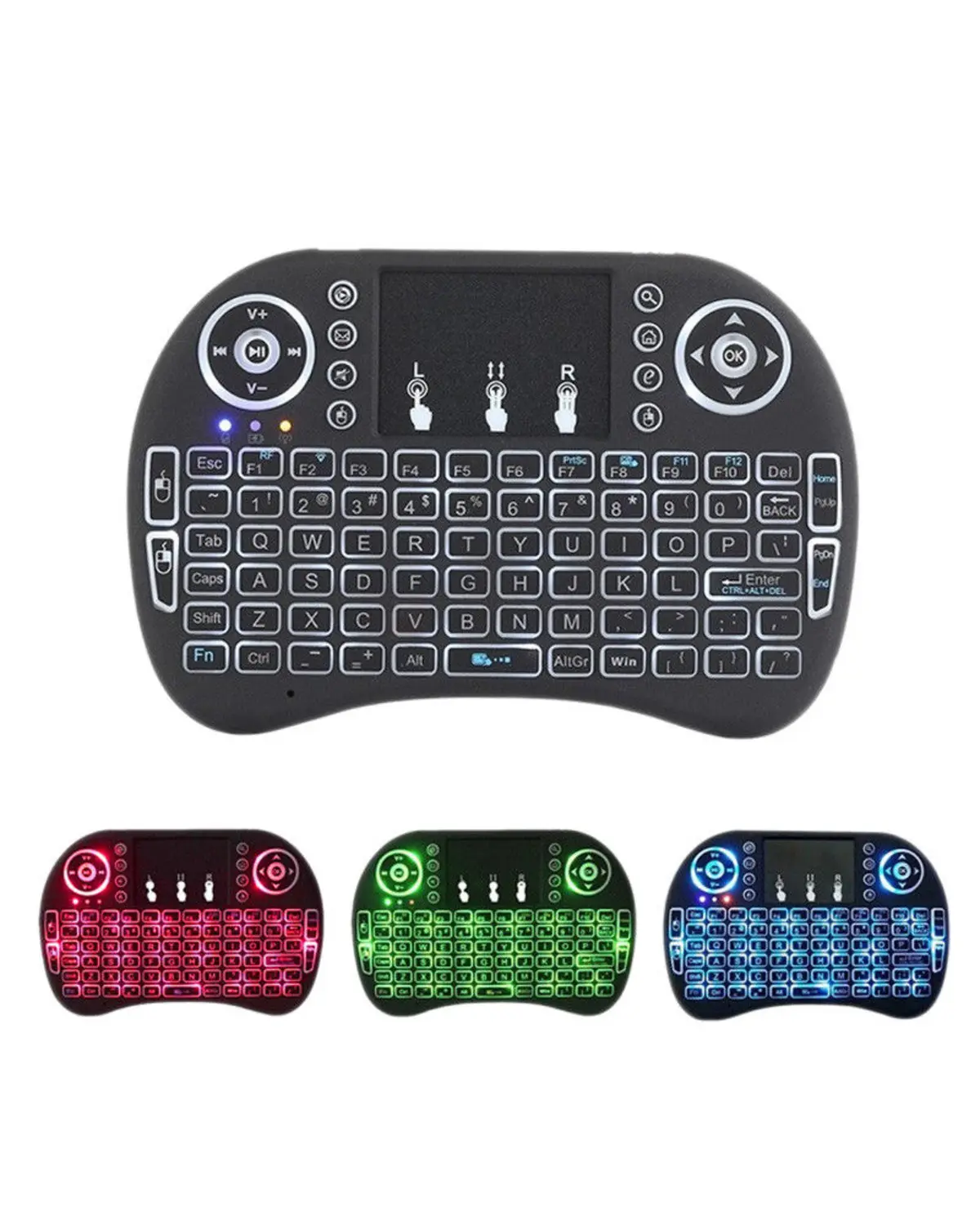 Smart air mouse I8 remote kontrol, Keyboard Backlit dengan pengaturan Plug-and-Play