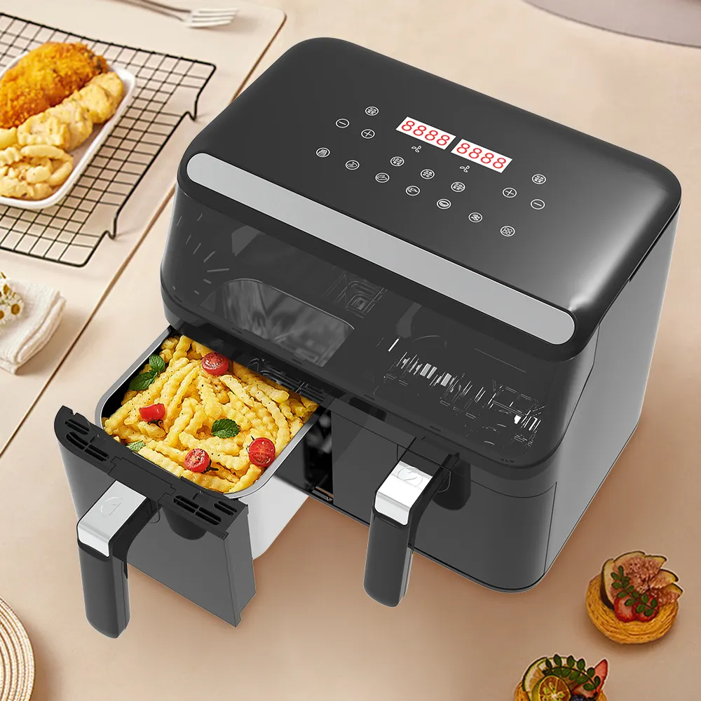 Multi function Smokeless Oven Cooker Double Pot Digital Smart LED Display Dual Basket Air Fryer Dual Air Fryers
