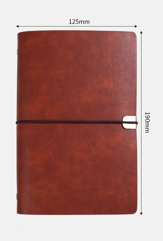Carnet A6 à sangle rouge marron