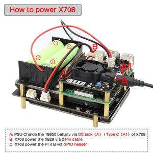 Raspberry Pi X829 Dual 2.5 "SATA HDD/SSD Shield + X708 UPS HAT & Power Management Board per Raspberry Pi 4 modello B - Product Image 2