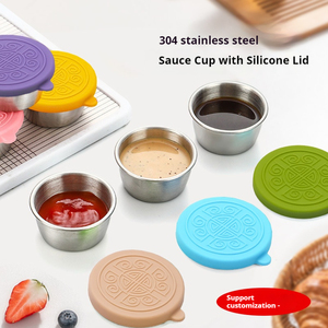 Riutilizzabile piccola 304 in acciaio inox salsa contenitore per condimenti condimenti contenitori con coperchi in Silicone