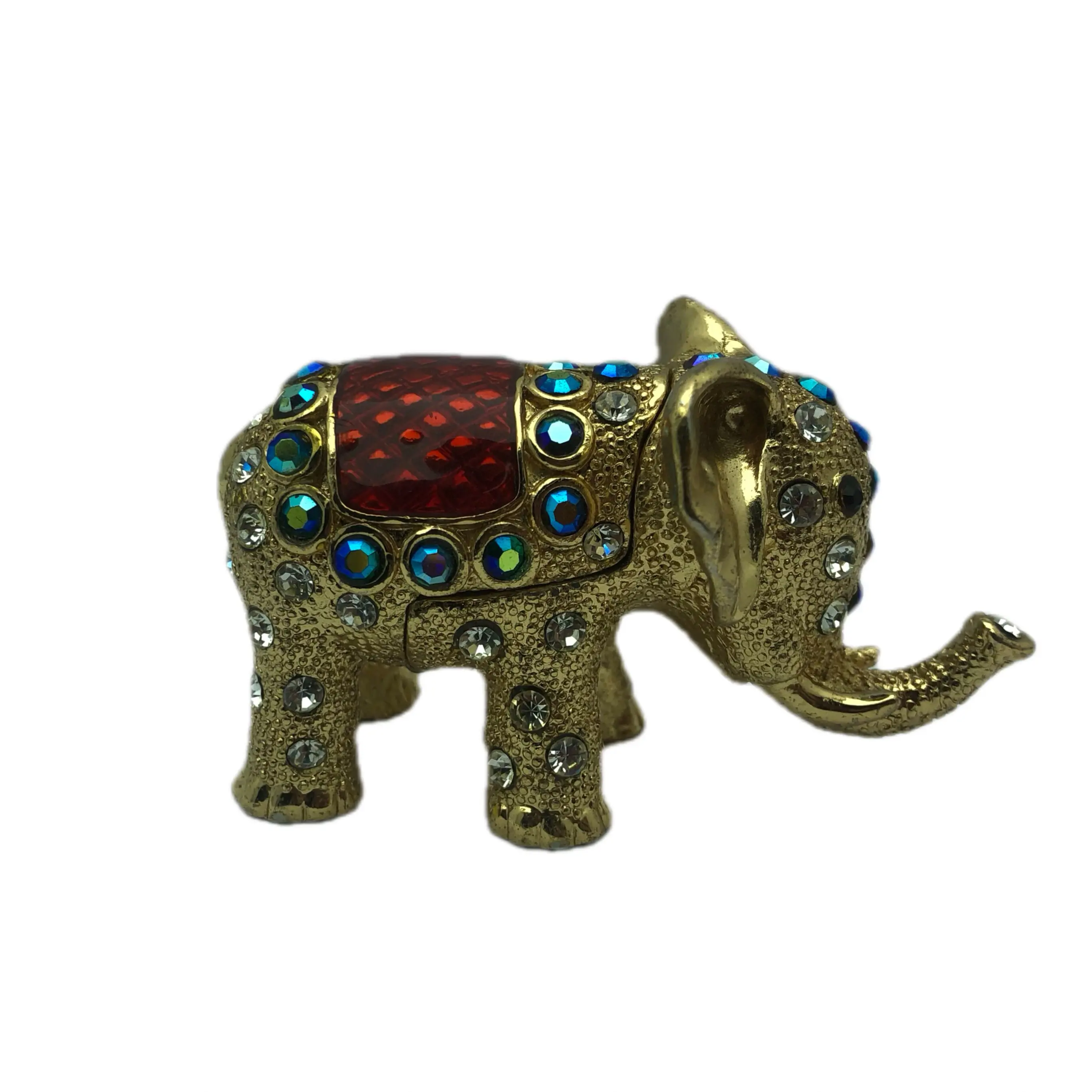 Hand Painted Elephant Trinket Box, Unique Mini Ring Earrings Jewelry Organizer Figurine Collectible Keepsake Home Decor