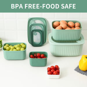 BPAフリー長方形の巣プラスチック食品保存容器セット蓋付き電子レンジ対応キッチン再利用可能食事準備容器 - Product Image 3