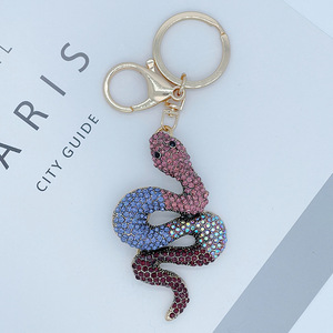 Crystal <strong>Cobra</strong> Keychain Creative Metal Rhinestone Animal <strong>Key</strong> Chain Snake Keyring Bag Charm Gift Promotion Keychain Snake Keychain - Product Image 2