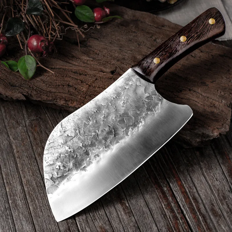 Faca de cozinha de aço inoxidável, faca tradicional forjada à mão, martelo, picador de carne, fatiador de madeira, açougueiro