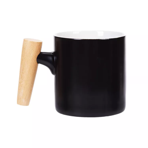 Wholesale Unique Hand Painted <strong>Pink</strong> 3D Ceramic <strong>Cup</strong> With Logo Wooden Handle - Product Image 6