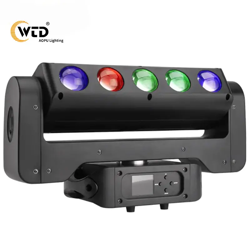 Luz estroboscópica móvil dmx, haz Sharpy, doble cara, 5 ojos led