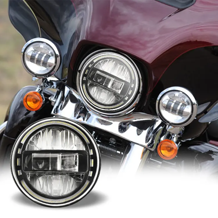 KingKong 100W 7 "LED faro blanco Halo anillo para Kawasaki Vulcan VN Suzuki Bandit Yamaha v-star Road Star Cafe Racer motor