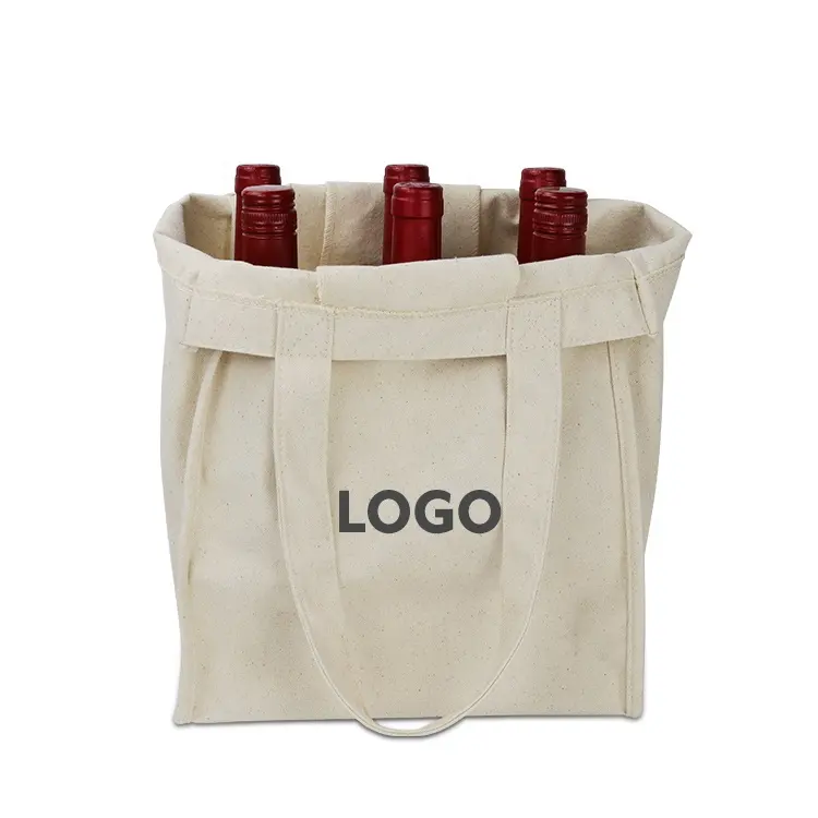 Logo personalizzato blank recycle cotton canvas juta juta gift carry wine bags for wine bottles