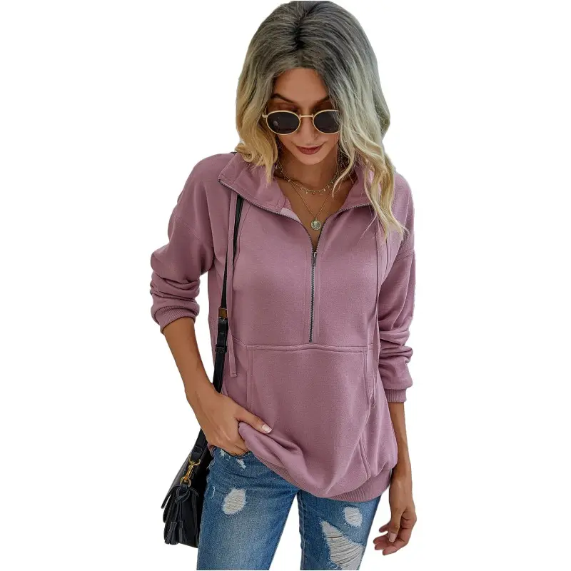 Tops de manga larga para mujer, jersey con bolsillos y cremallera, ropa de calle para mujer, sudadera informal para mujer, Top B781