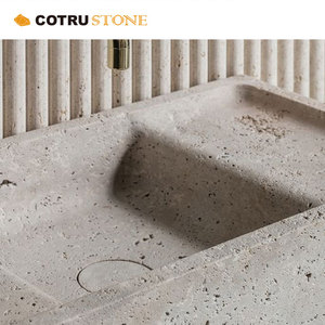 Ý Kem classo Roman trắng tự nhiên travertine Matt phòng tắm tường treo đá vanitytop nhà hiện đại dự án hỗ trợ đá - Product Image 5