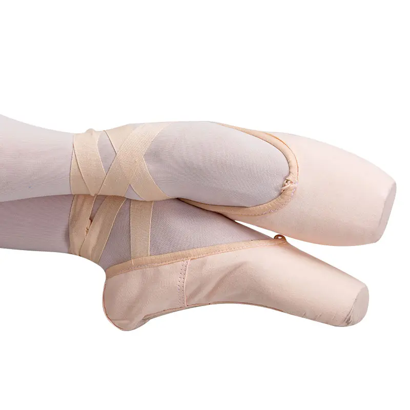 In-stock ready to ship canvas ballet pointe dance shoes with ribbon for sale B41401-5