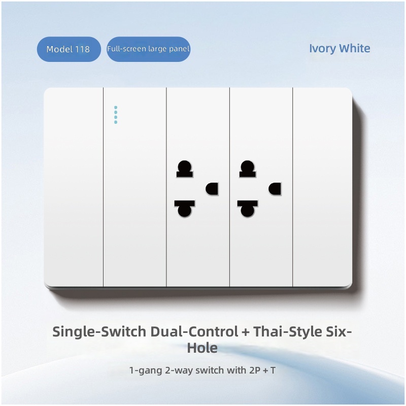 1 gang 2 way switch with 6P socket