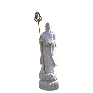 寺院の装飾のための手彫りの白い大理石の翡翠仏Ksitigalbha Bodhisattva像チベット王の彫刻