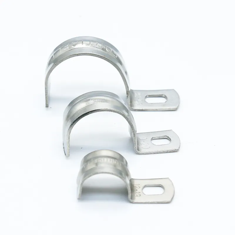 Abrazadera de medio sillín de tubo tipo P chapada en zinc blanco y abrazadera de sillín de un solo orificio tipo U de acero inoxidable