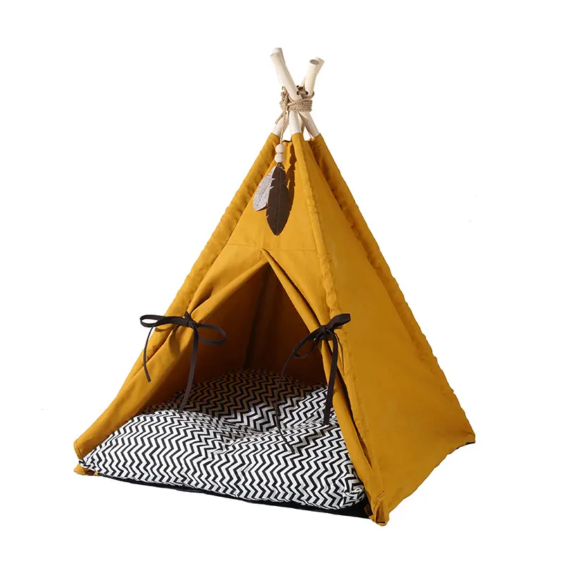 Tente pour animaux de compagnie, lit pour chiens et chats, de luxe, en coton, lavable, à la mode, tipi