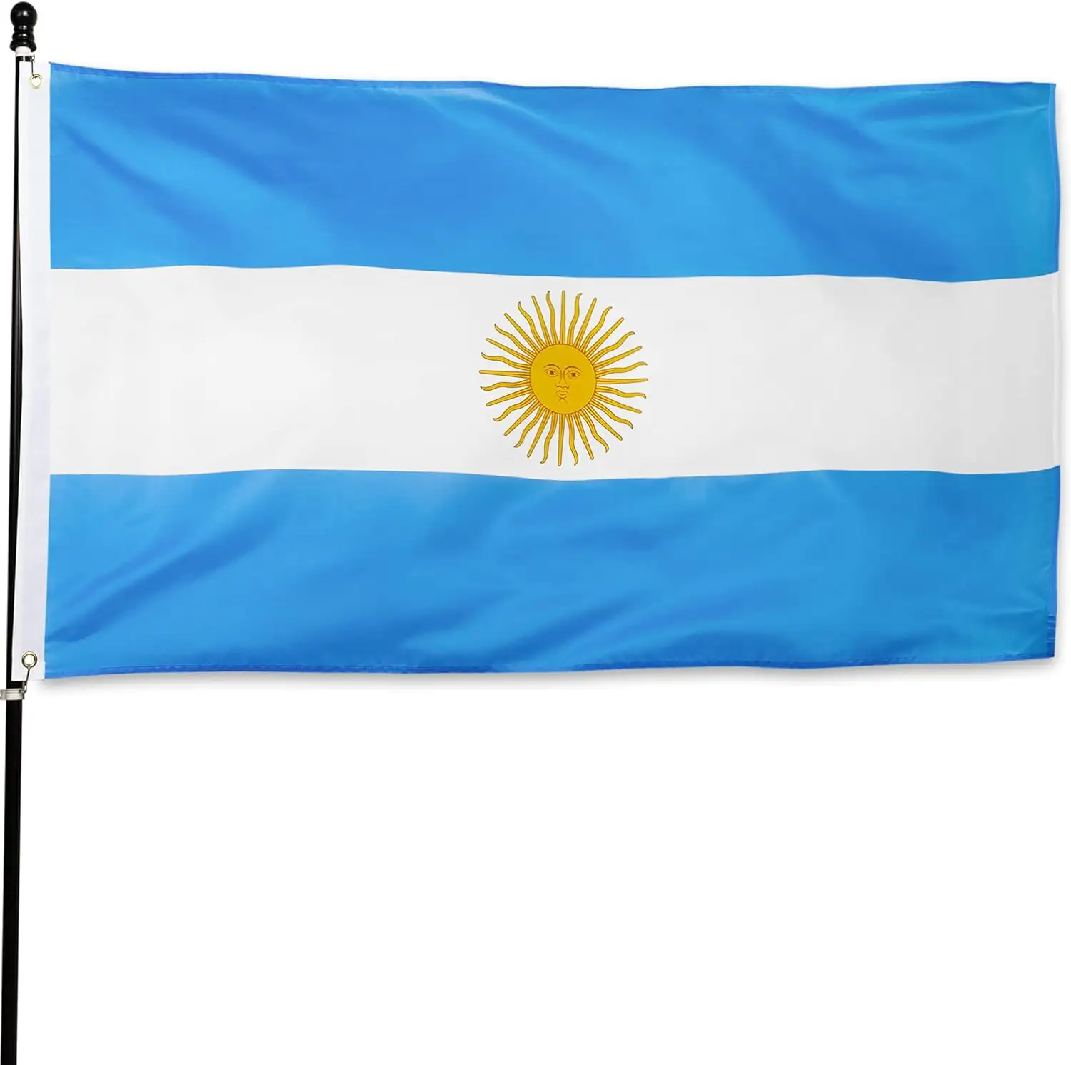 Bandera personalizada más barata con estampado de 5x3 pies, Bandera de diseño de poliéster y nailon argentino y banderas de Argentina