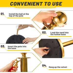 Thép không gỉ 304 <span class=keywords><strong>stanchion</strong></span> với kết thúc vàng và dịch vụ hàn dây nhung 1.5m để kiểm soát đám đông sự kiện - Product Image 5