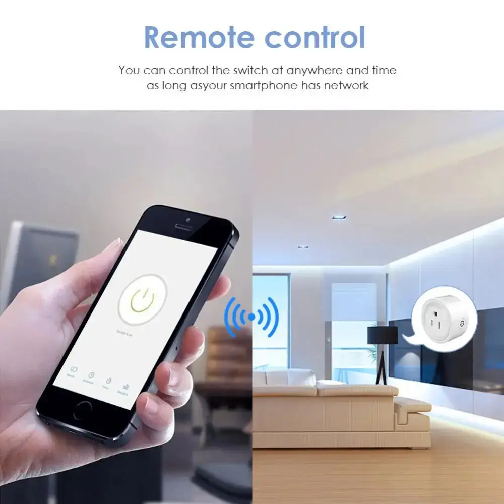 Prise intelligente avec interrupteur de lumière Wi-Fi à distance 2.4GHz fonctionne avec l'application Smart Life/Tuya compatible avec Alexa/Google Home