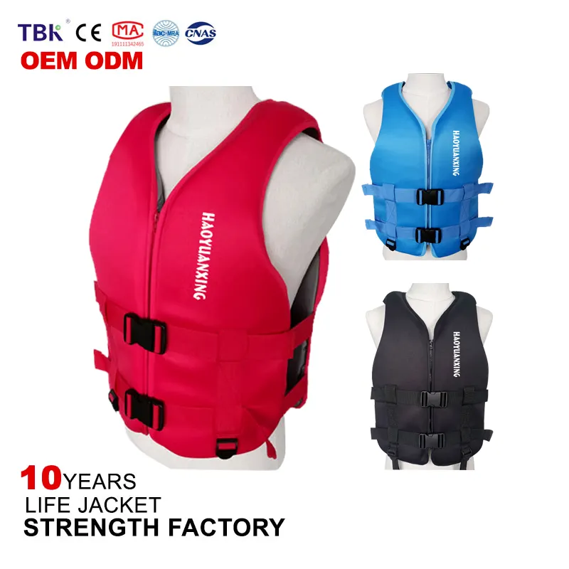 10 ปีโรงงาน OEM ODM ร้อนผู้ใหญ่กลางแจ้งในสต็อกพายเรือลอยเรือคายัคว่ายน้ํา Neoprene เสื้อพยุงตัวเสื้อชูชีพความปลอดภัย