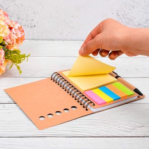 Notas adhesivas baratas, etiquetas de Índice de colores, cuaderno abreviado, papel Kraft, Bloc de notas en espiral y bolígrafo, juego de regalo - Product Image 2