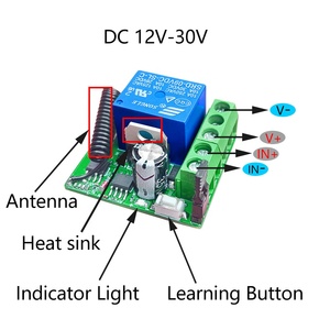 RF 433MHz DC 12V 24V30Vワイヤレスリモートコントロールスイッチ1チャンネルドライコンタクトウェットコンタクトリレーレシーバーモジュール - Product Image 4