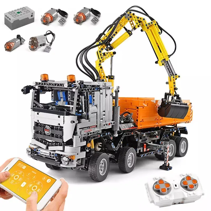Kalıp kral 19007 yeni varış yüksek teknoloji RC/APP pnömatik kamyon Model oyuncaklar DIY oyuncaklar yapı taşları eğitim blok oyuncaklar çocuklar için