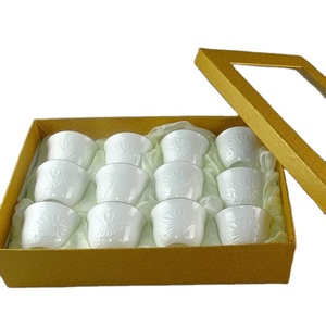12pcs אריזת מתנה אירופאי סגנון סיטונאי מלכותי פורצלן קפה גביע קרמיקה Cawa ערבית כוס בולט כוס עם זהב רים