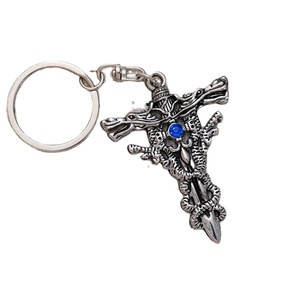 复古十字双龙剑宝石锌合金钥匙扣配件朋克魅力潮配件时尚吊坠 - Product Image 1