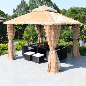Special Offers Garden <strong>Line</strong> Cast Wrought Iron Steel Metal Frame <strong>Gazebo</strong> Artificial Synthetic <strong>Gazebo</strong> Roof Thatched Roof - Product Image 1