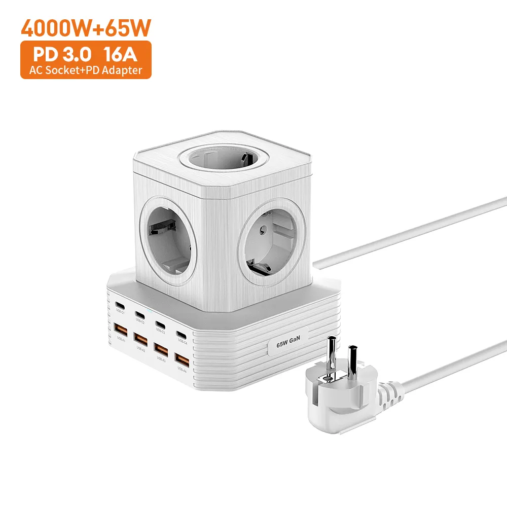 Gran oferta, estación de carga GaN, cargador de teléfono USB tipo C, tira de alimentación de torre, enchufe de CA, cargador PD de enchufe de EE. UU. con enchufe de CA