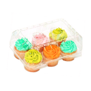 Tùy Chỉnh 6 Đếm Vỏ Sò Bản Lề Trong Suốt Mini <span class=keywords><strong>Cupcake</strong></span> Container Có Nắp Đậy Rõ Ràng Nhựa <span class=keywords><strong>Cupcake</strong></span> Container Hộp - Product Image 1