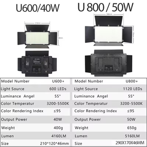 プロ写真 & ビデオLEDライトキットVari-color Pro Led-600 Led-800 LEDビデオライトプロ写真フィルライト - Product Image 5