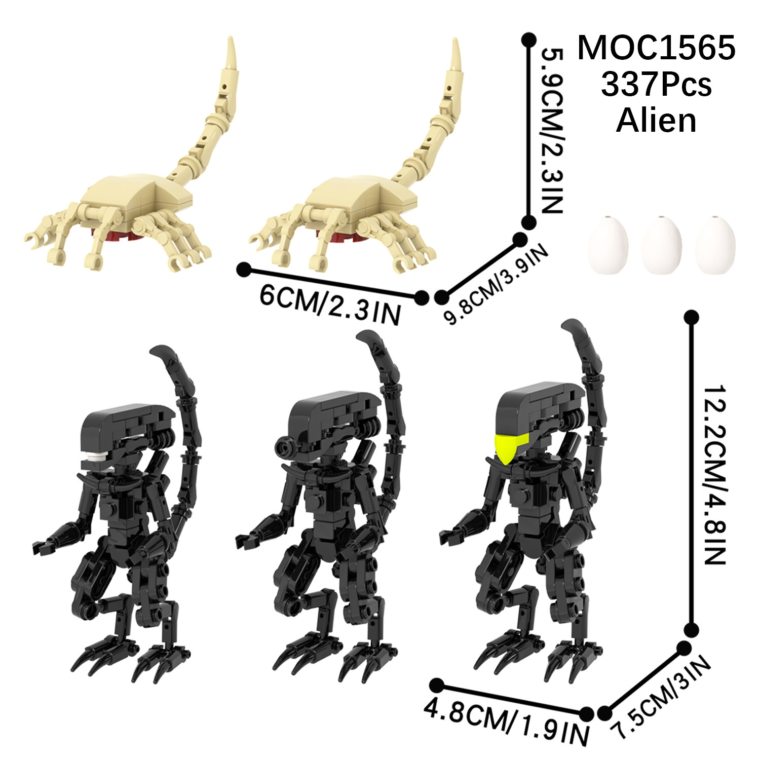 Moc1565-alien et ver qui tient le visage