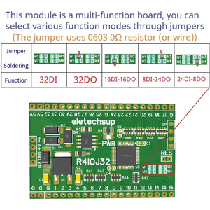 DC 5V 12V 24V 32CH RS485 2.54毫米引脚核心板Modbus Rtu输入输出控制PLC HMI远程IO扩展板R4IOJ32 - Product Image 2
