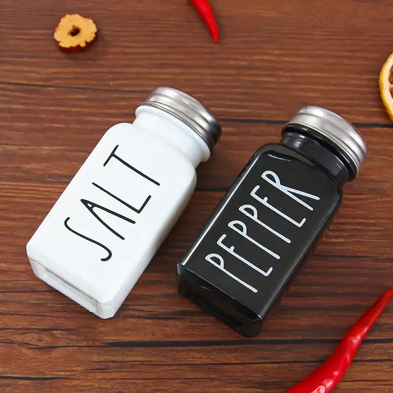 Coctelera de sal y pimienta con logotipo personalizado, botella de sal negra y blanca, dispensador de especias de vidrio, gran oferta