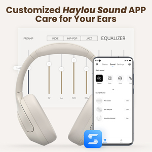 Haylou S35 ANC dinamik deri kablosuz aşırı kulaklıklar HiFi gürültü iptal kulaklık için mobil sese Apple TWS - Product Image 6
