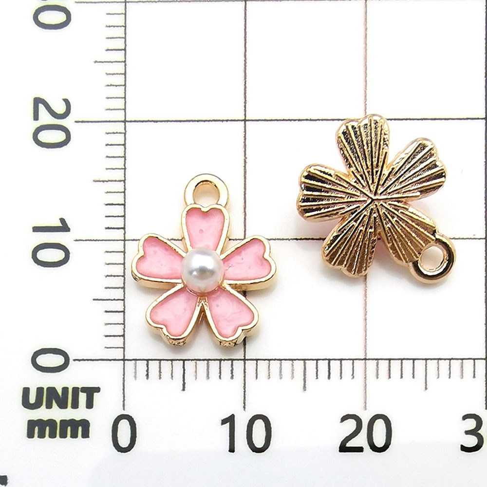 ดอกซากุระสีชมพู 1 ดอกพร้อมหยดน้ำมัน - 0.8g - 12*15mm - 11886