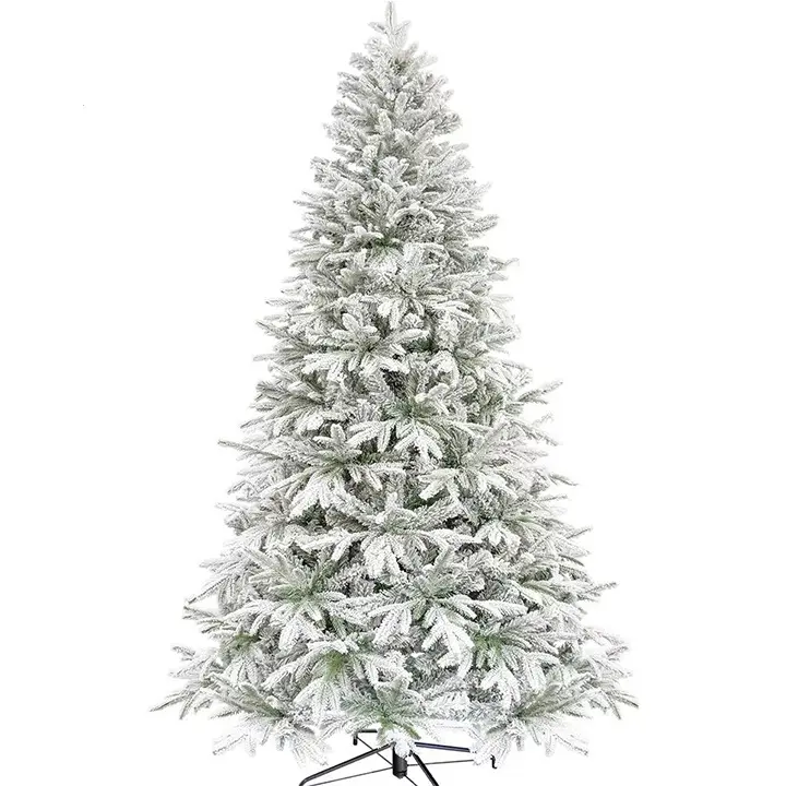 2023 albero decorativo di natale floccato con LED, lussuoso albero di natale Pre-illuminato con effetto neve
