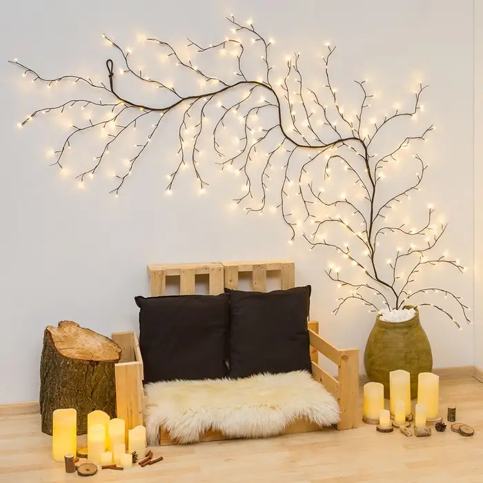 144 LED 2,5 M rama de árbol casa lámpara decoración Vides con luces decoraciones de Navidad DIY encantado Willow luces de vid