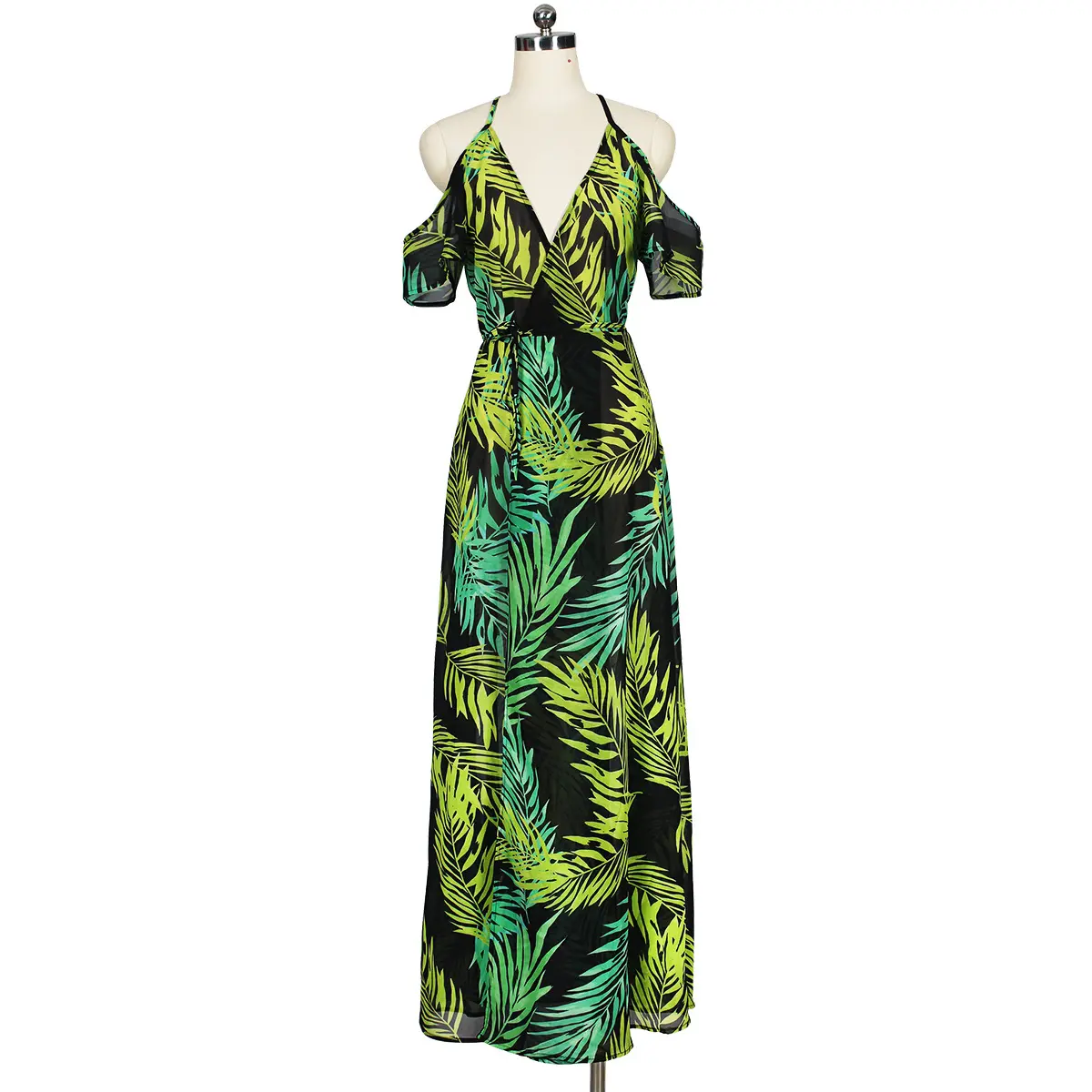 Vestido de talla grande para mujer, vestido bohemio con tirantes florales