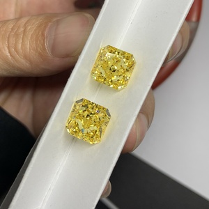 人造钻石合成钻石10x10mm方形冰碎切割金丝雀黄色高碳钻石宝石裸石